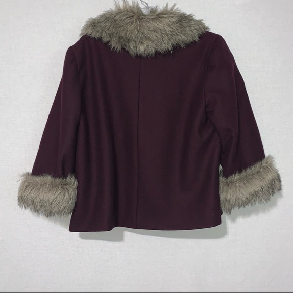 XXI Forever 21 Dark Purple and Faux Around Neckline & Cuffs Wool Jacket Sz M - Picture 2 of 9